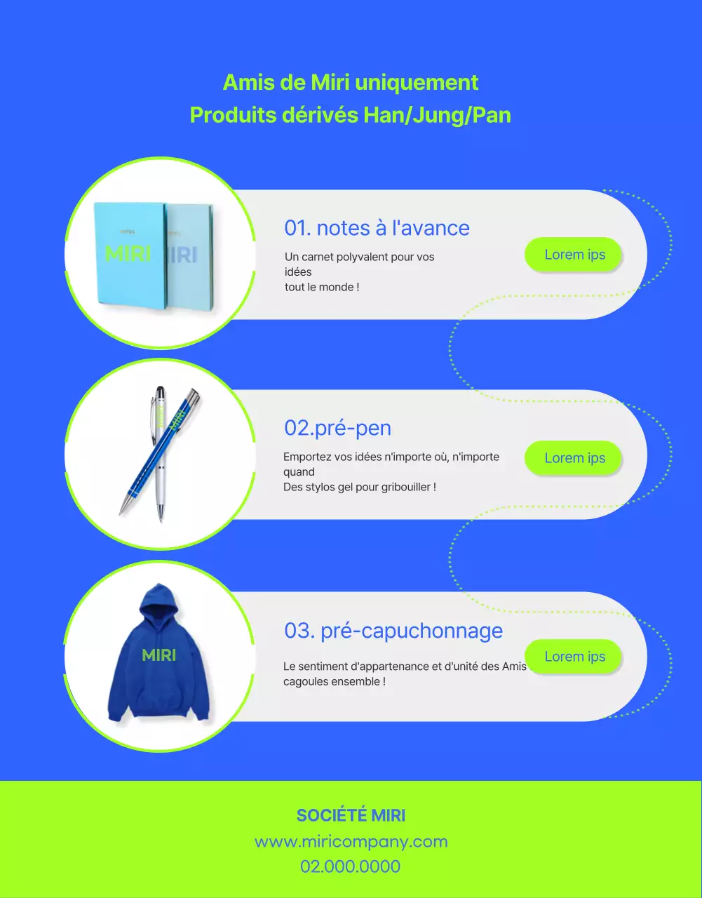 Les détails de l'annonce des supporters dans un schéma de couleurs bleu et vert vif