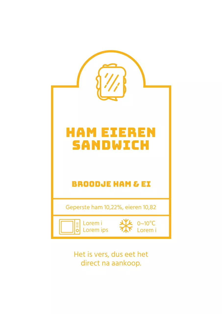 Eenvoudige, gele poster ter promotie van een broodjesmenu