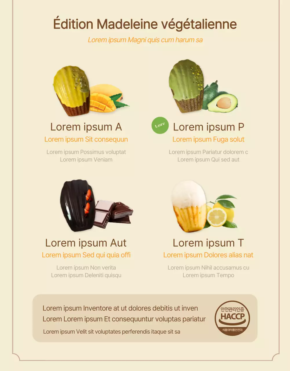 Dessert végétalien aux couleurs vives Biscuits Madeleine page de détail