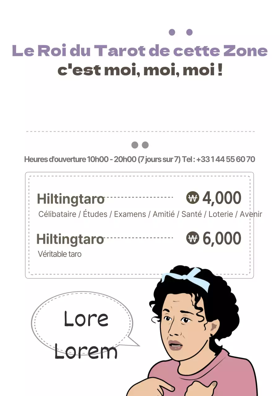 Flyer simple pour le menu d'un restaurant de cartes de tarot