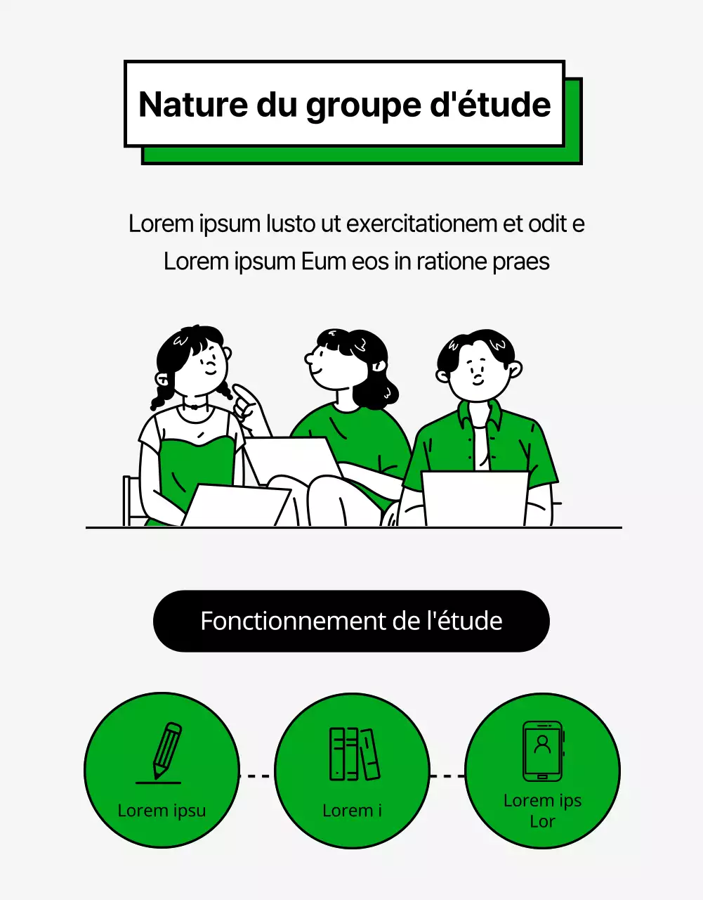 Page de détail de l'étude sur le travail avec des illustrations propres