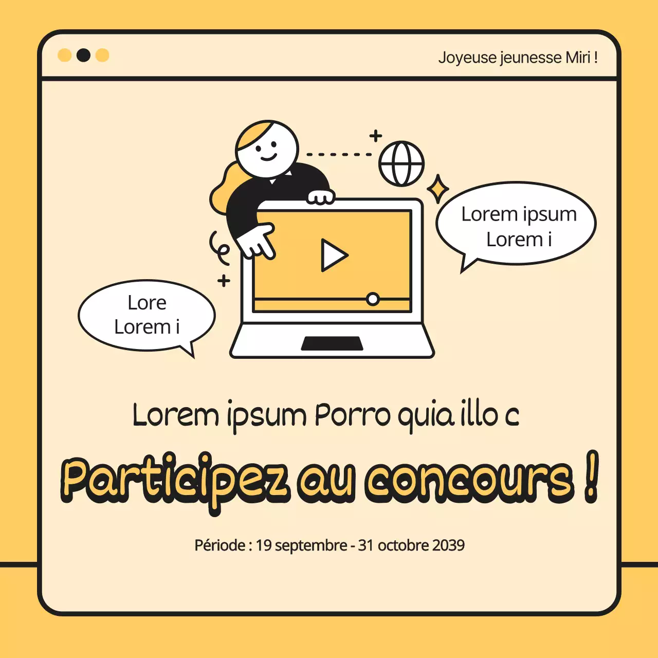 Jaune noir illustration mignonne jeunesse en ligne concours de propositions politiques