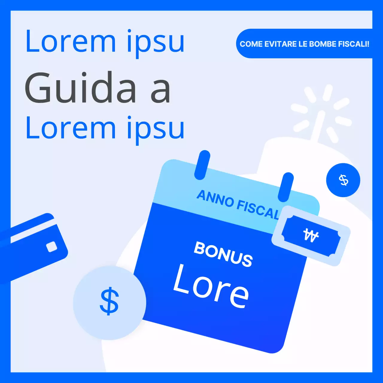 Una semplice guida fiscale di fine anno con icone bianche e blu