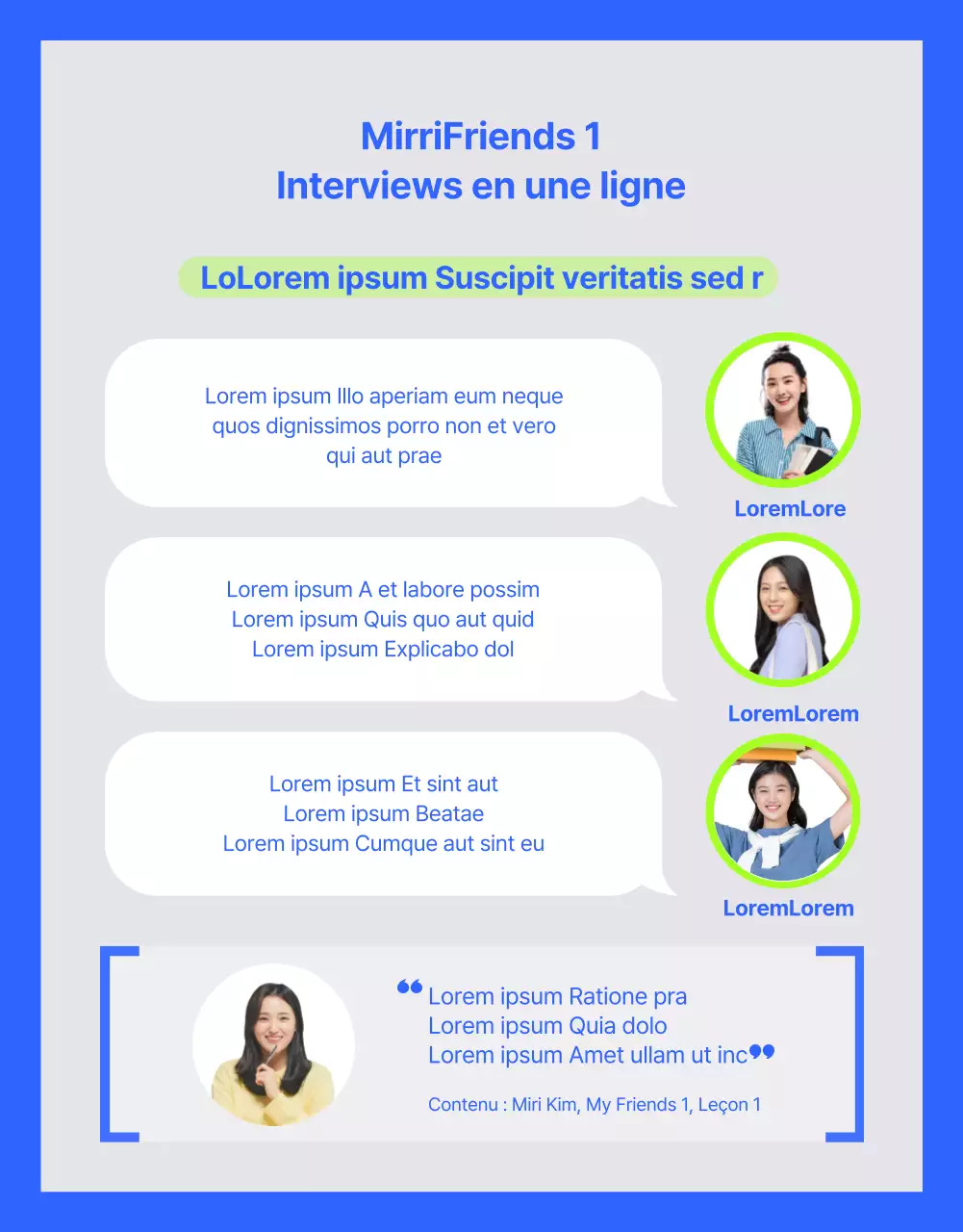 Les détails de l'annonce des supporters dans un schéma de couleurs bleu et vert vif