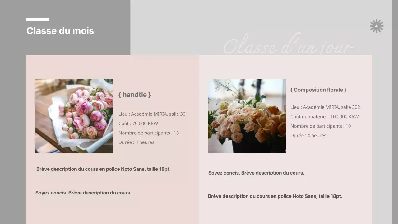 Guide des fleurs grises et roses cours d'une journée