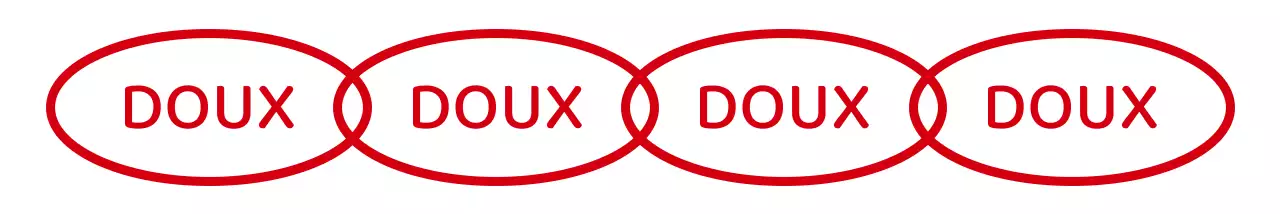 Une combinaison simple de formes et de texte en rouge avec des répétitions Style Cafe