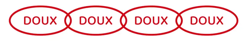 Une combinaison simple de formes et de texte en rouge avec des répétitions Style Cafe