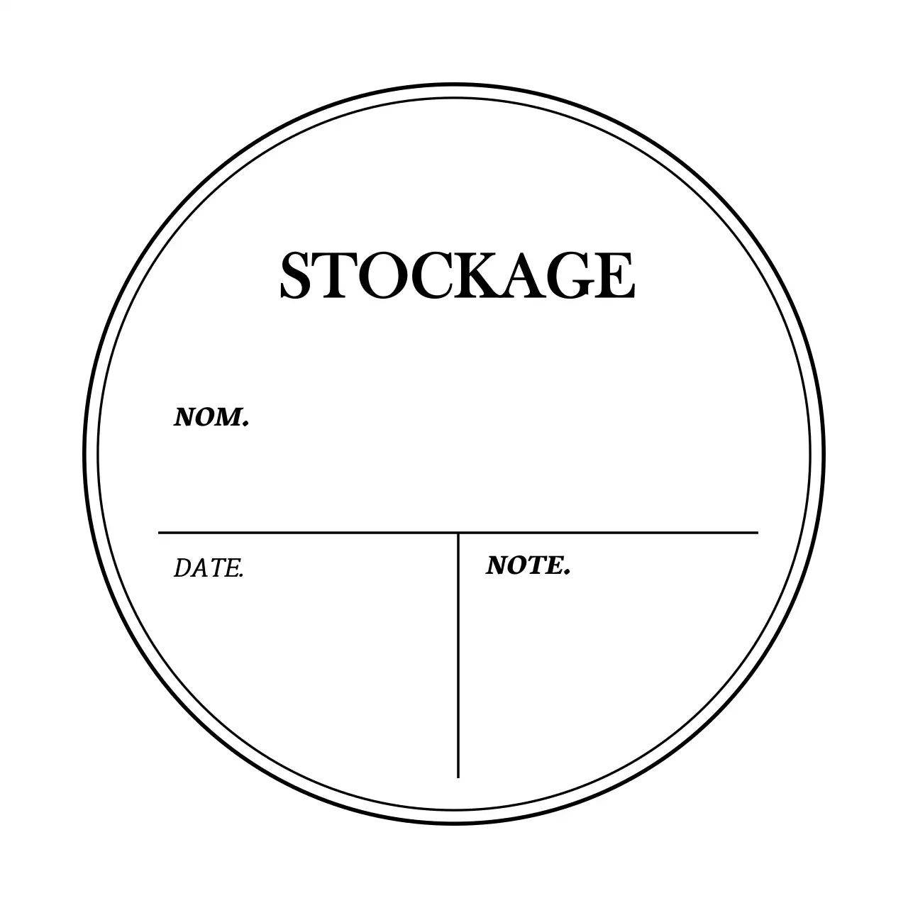 Étiquettes de rangement rondes blanches à cadre simple