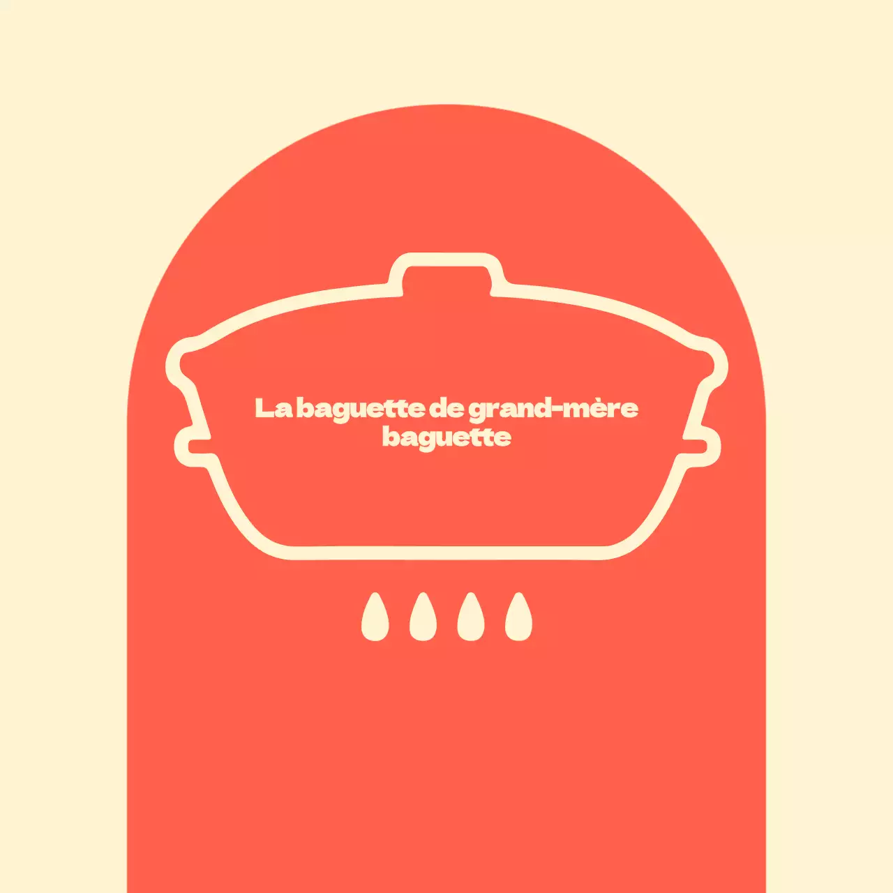 Baguette de grand-mère en balsa avec des formes arquées rouges sur fond ivoire