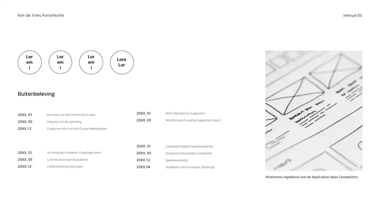 Eenvoudig studentenportfolio in wit en zwart