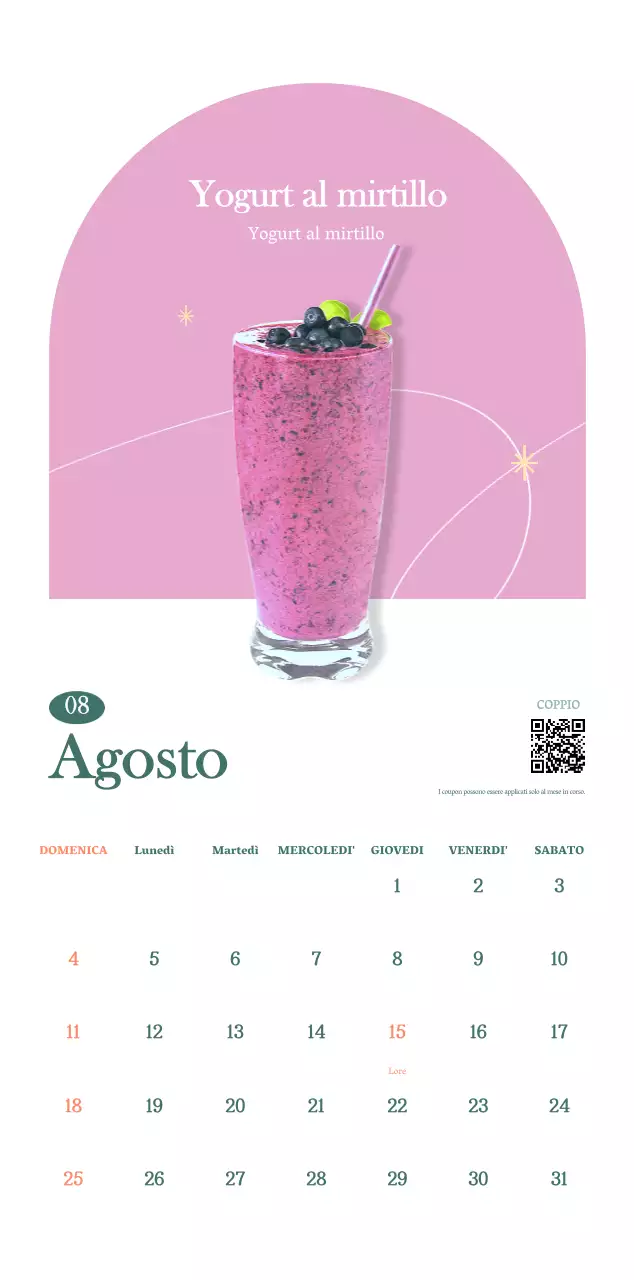 Calendario dei bar con i consigli per le bevande del mese