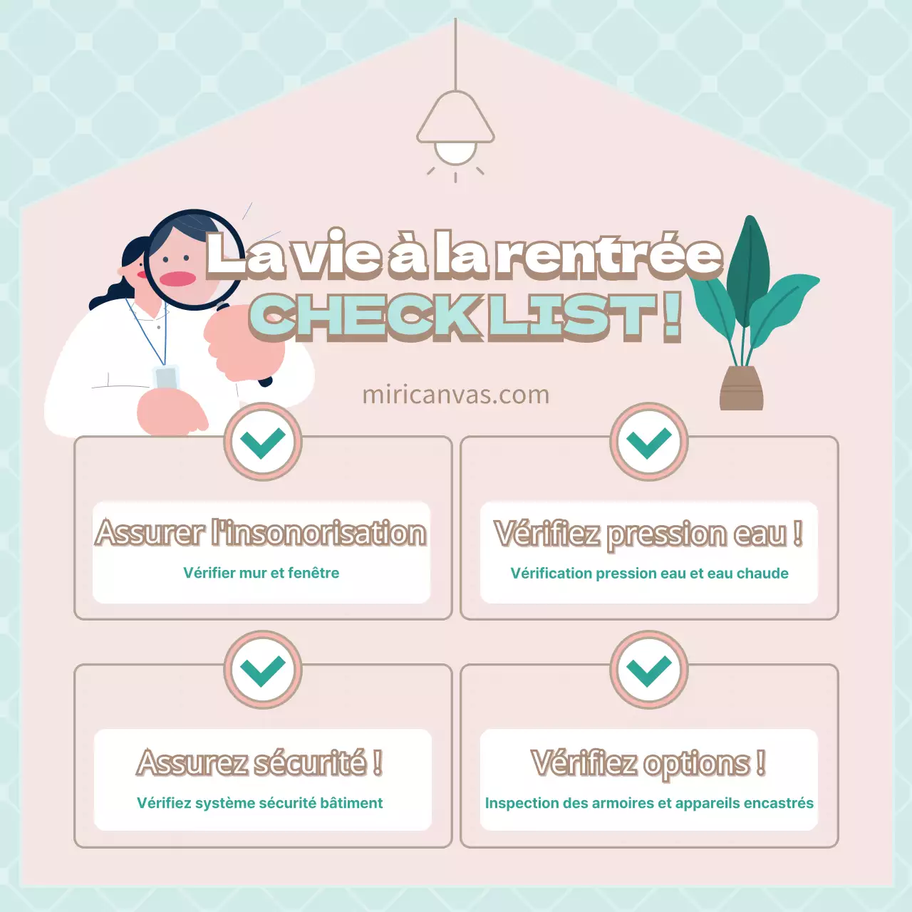 Une jolie liste de contrôle pour la rentrée des classes en bleu clair et en rose