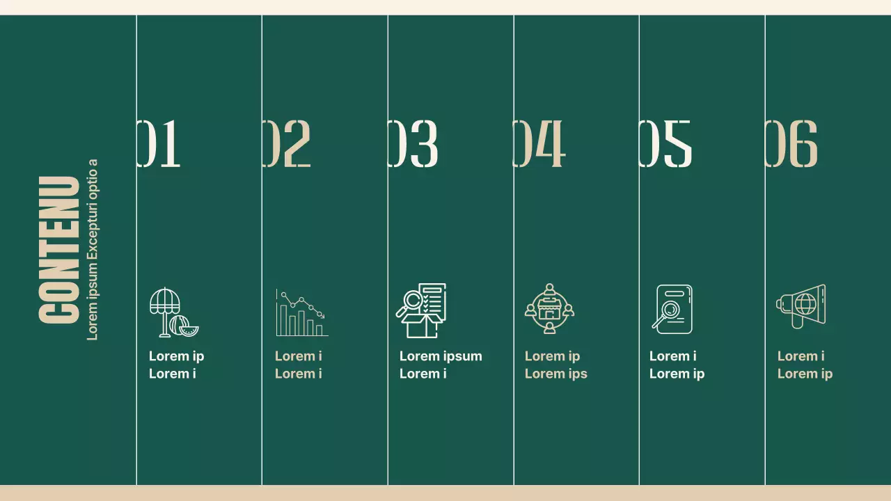 Plan de revitalisation des marchés traditionnels à l'aide d'objets et de typographies vertes et beiges