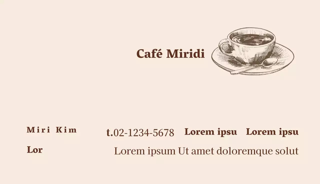 Carte de visite de café illustrée en brun ivoire