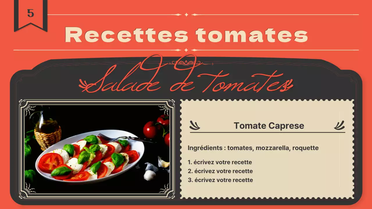 Présentation de tomates avec un concept d'étiquette vintage en orange et bleu marine