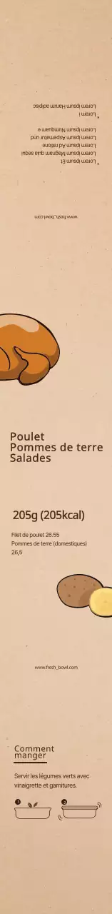 Salade de pommes de terre au poulet illustrée Beige Étiquette