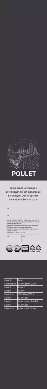 Illustration vintage en noir de la viande de poitrine de poulet