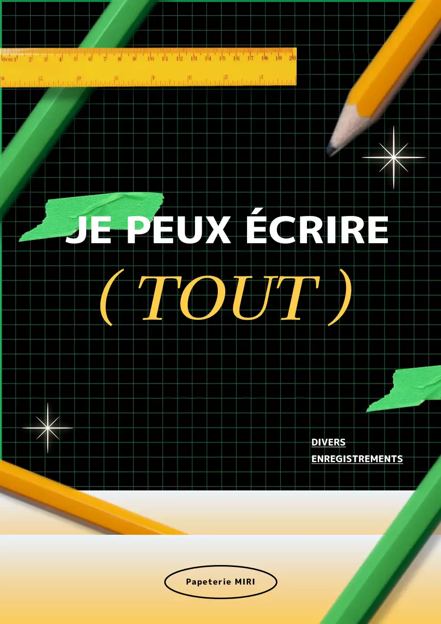 Artwork stationery brand with green yellow points on a black background