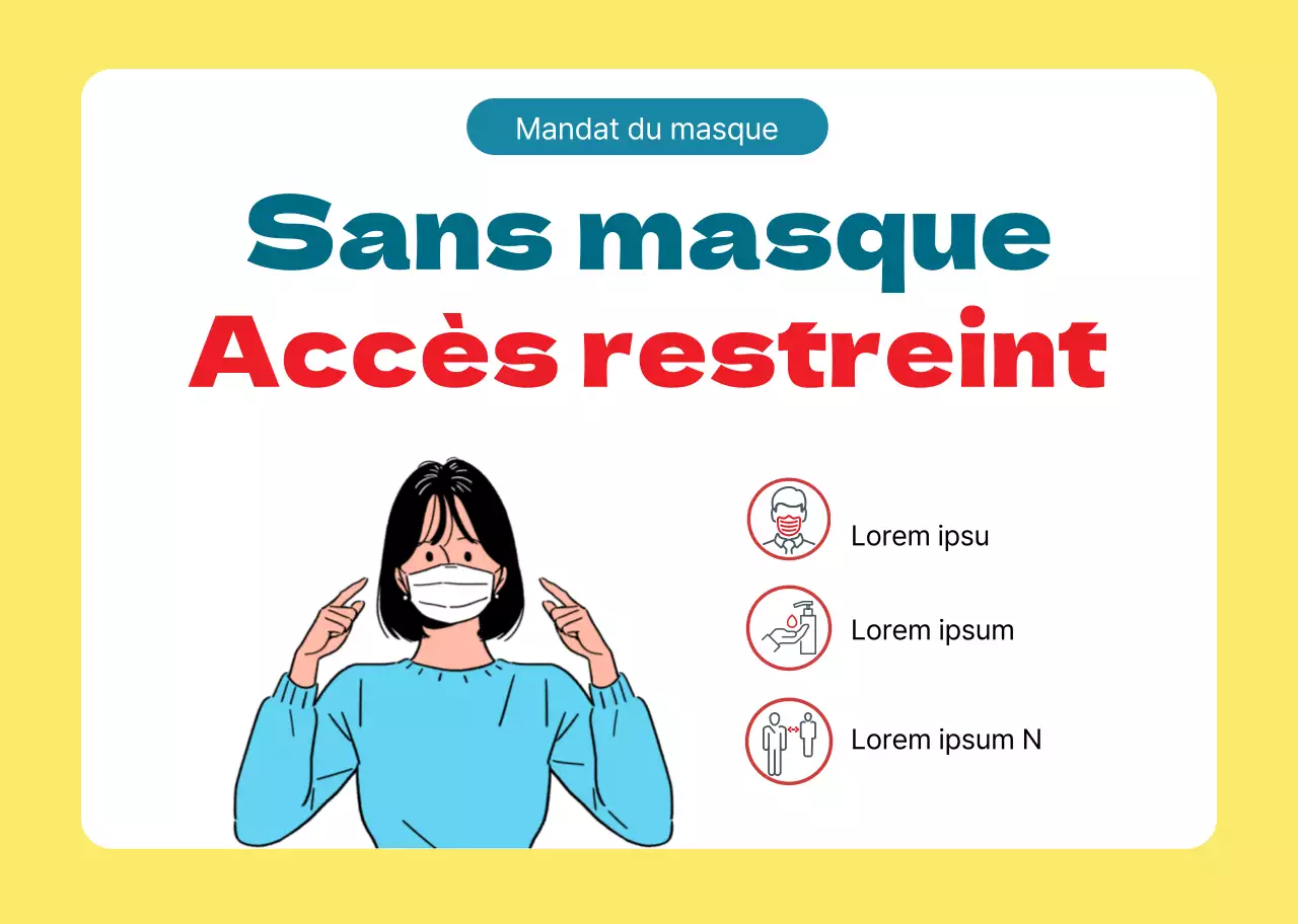 Instructions pour le port du masque jaune d'illustration des personnages