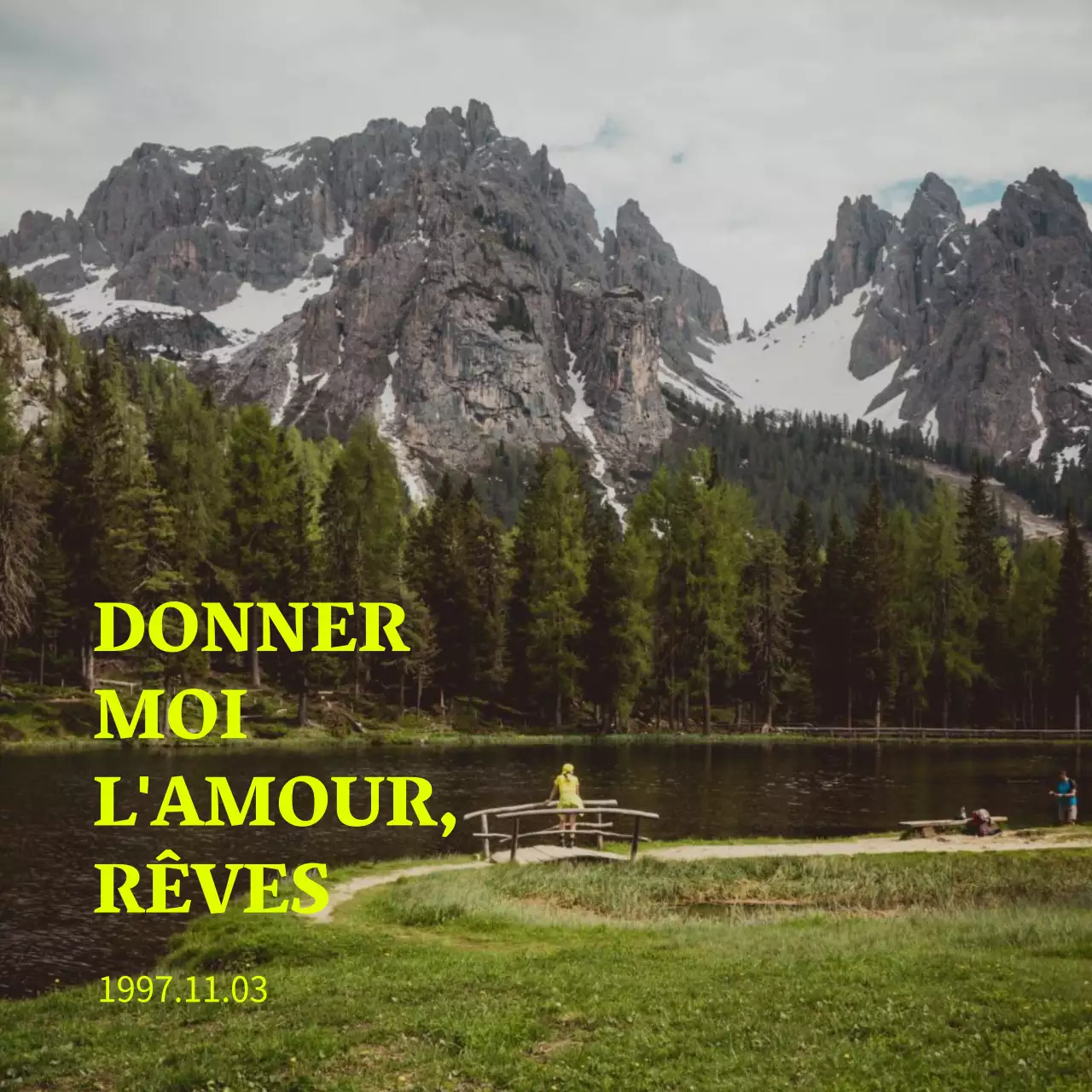 Marchandises présentant des photos vintage apaisantes avec des accents verts fluorescents