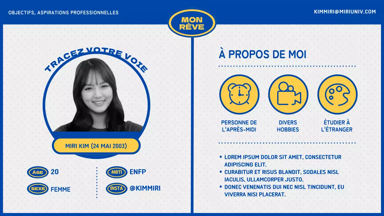 Plan de carrière bleu et jaune