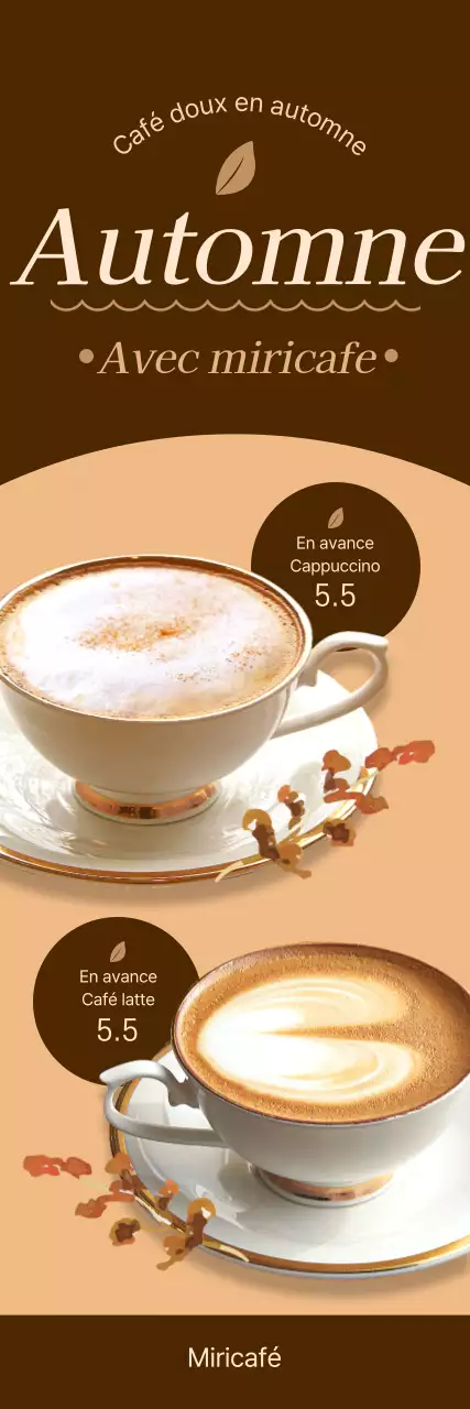 Promouvoir les boissons des cafés dans des tons automnaux de beige et de marron