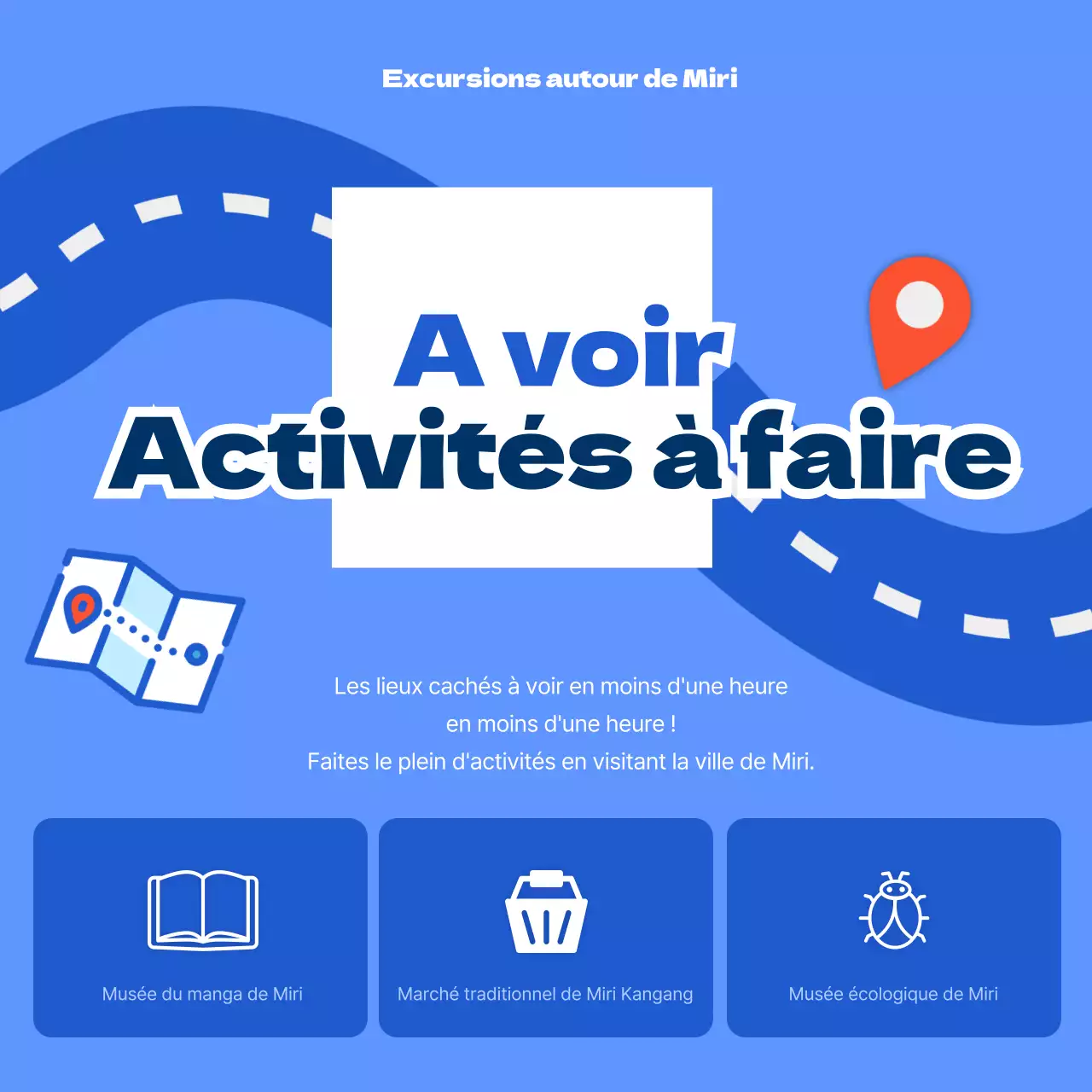 Un joli voyage de quartier avec un concept de carte de voyage bleue