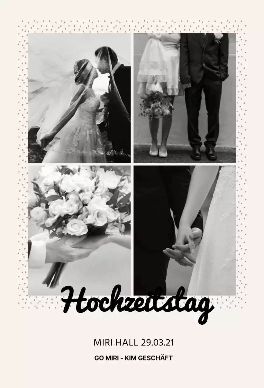 Einfache geviertelte Bilderrahmen Hochzeitseinladung in Beige und Schwarz