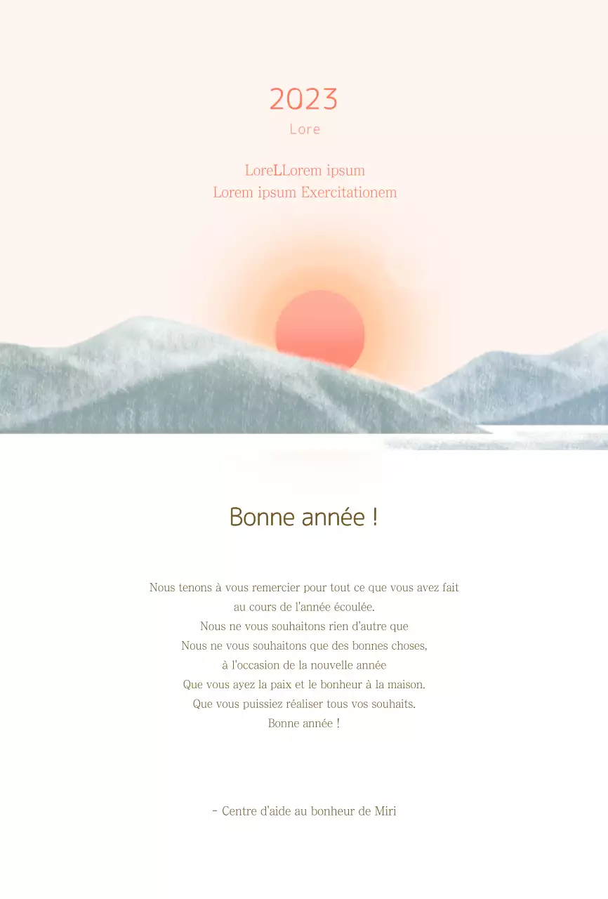 Carte de vœux du Nouvel An en bleu clair et rose