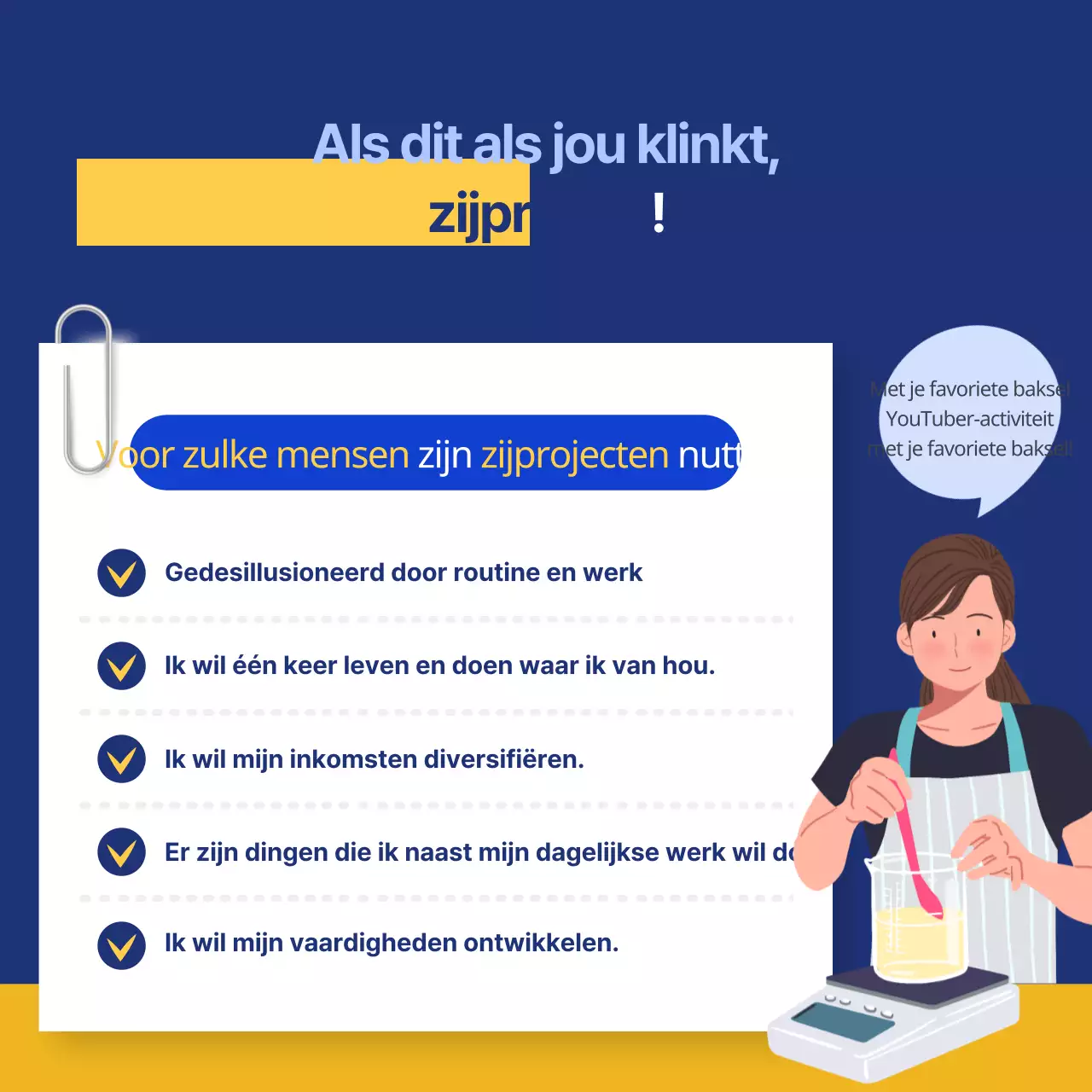 blauwe illustratie concept kantoormedewerker side project cardnews