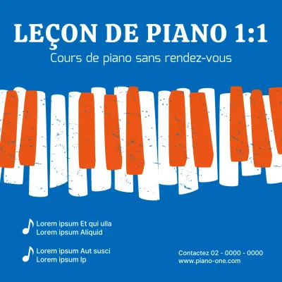 Faites la promotion de votre école de piano avec une touche de bleu et d'orange
