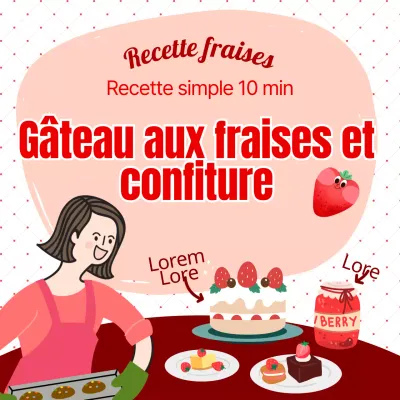 Mettre en évidence le titre rouge pour promouvoir la recette des fraises