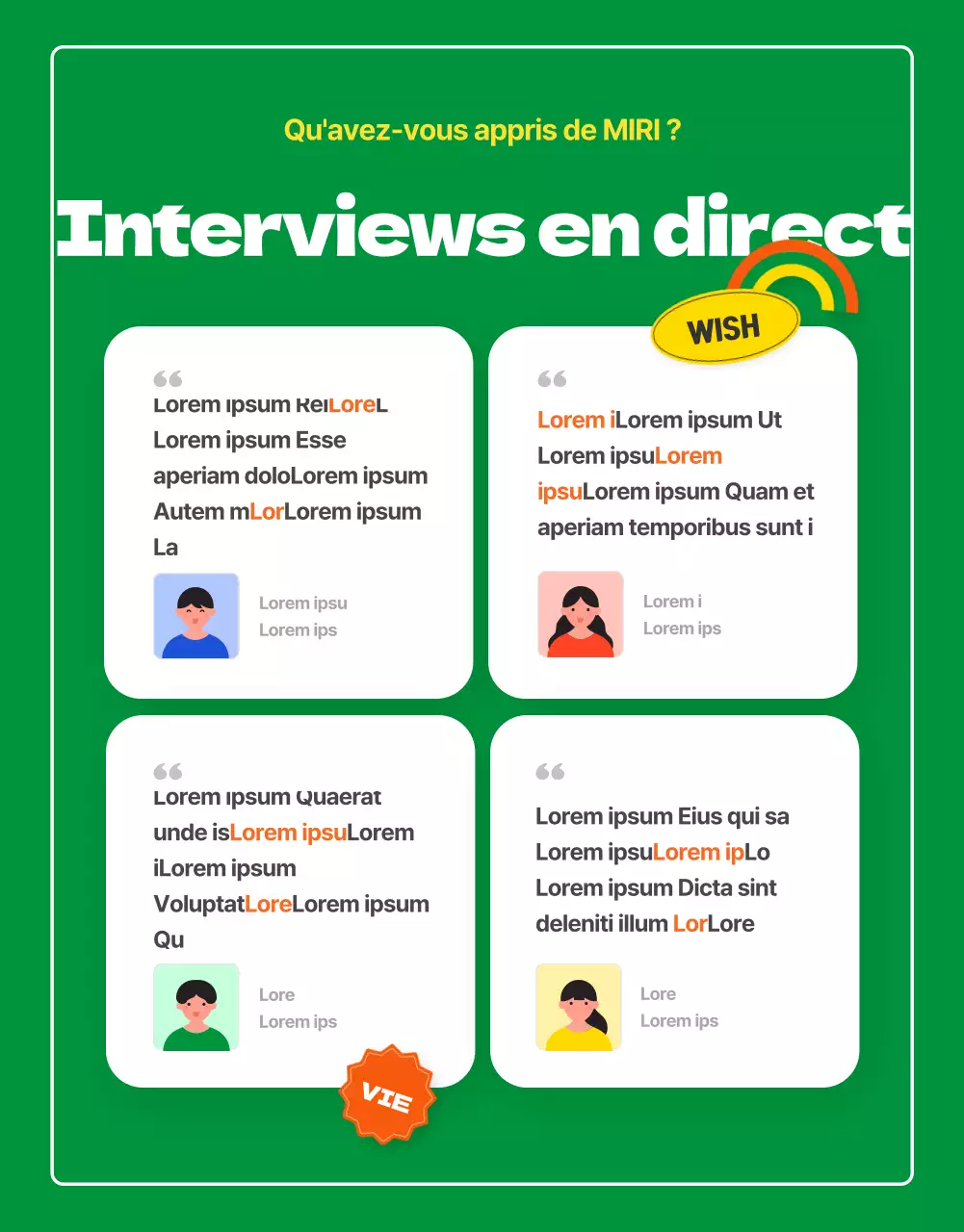 Rencontrez nos jeunes volontaires internes, énergiques et de couleur orange (page détaillée)