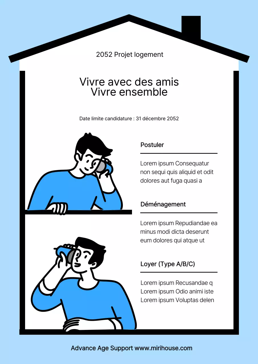Annonce de projet d'aide à la résidence en maison partagée en bleu