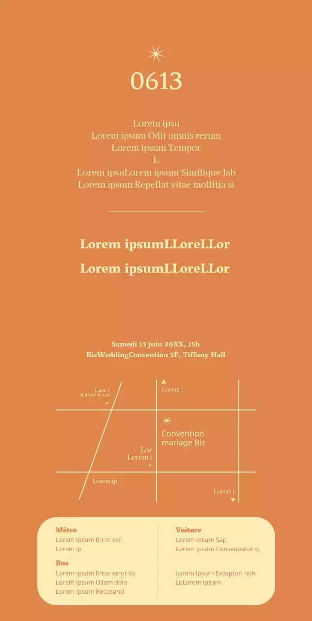 Invitation de mariage simple et émotionnelle sur fond orange