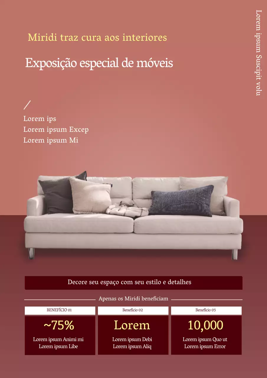 Cartaz Web de promoção de um evento de interiores de mobiliário moderno