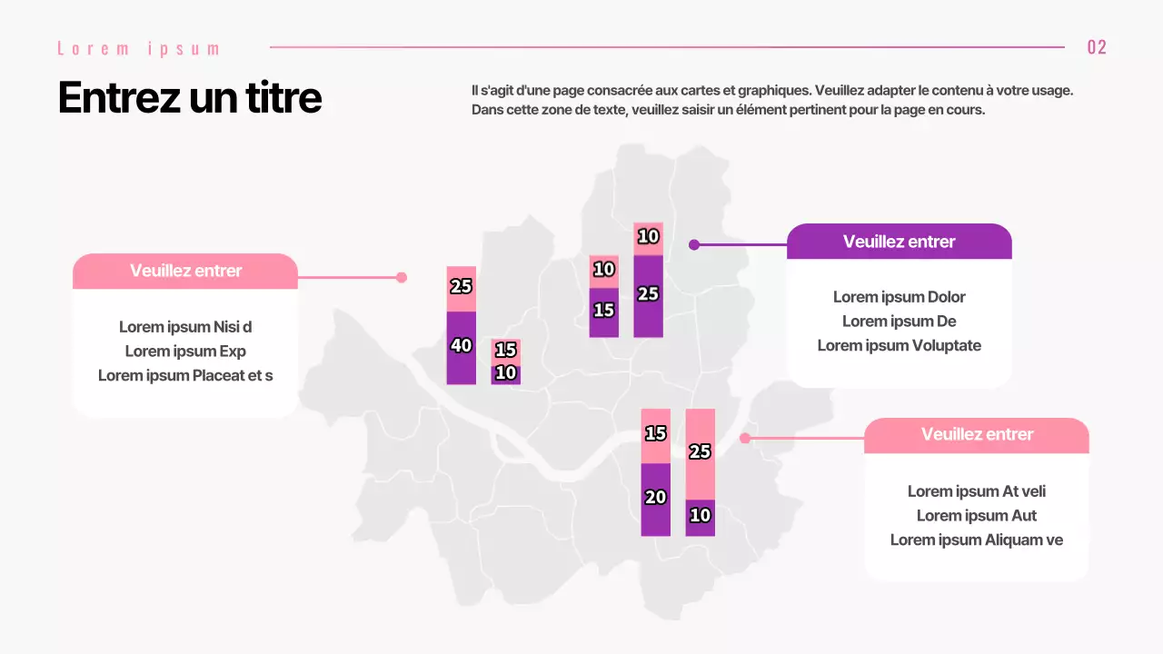 Présentation de différentes mises en page avec des concepts graphiques en dégradé de rose