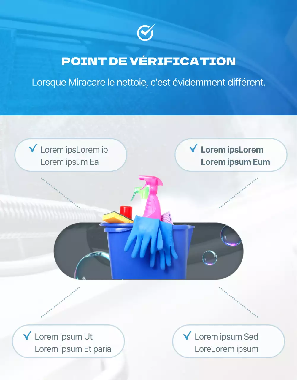 Page de détails sur le lavage à la main sur fond bleu