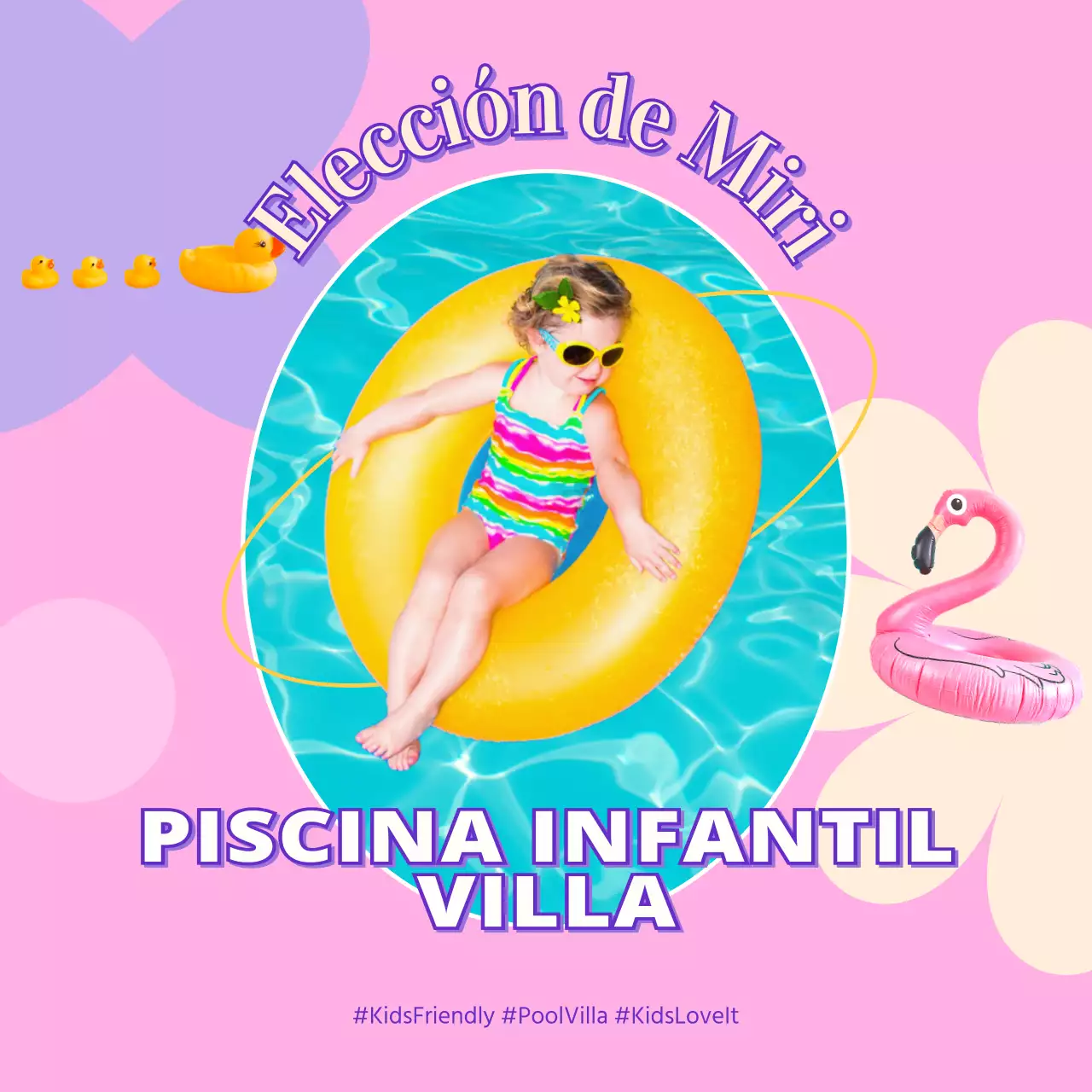 Promocione su anuncio con un niño jugando en el agua con fondo rosa