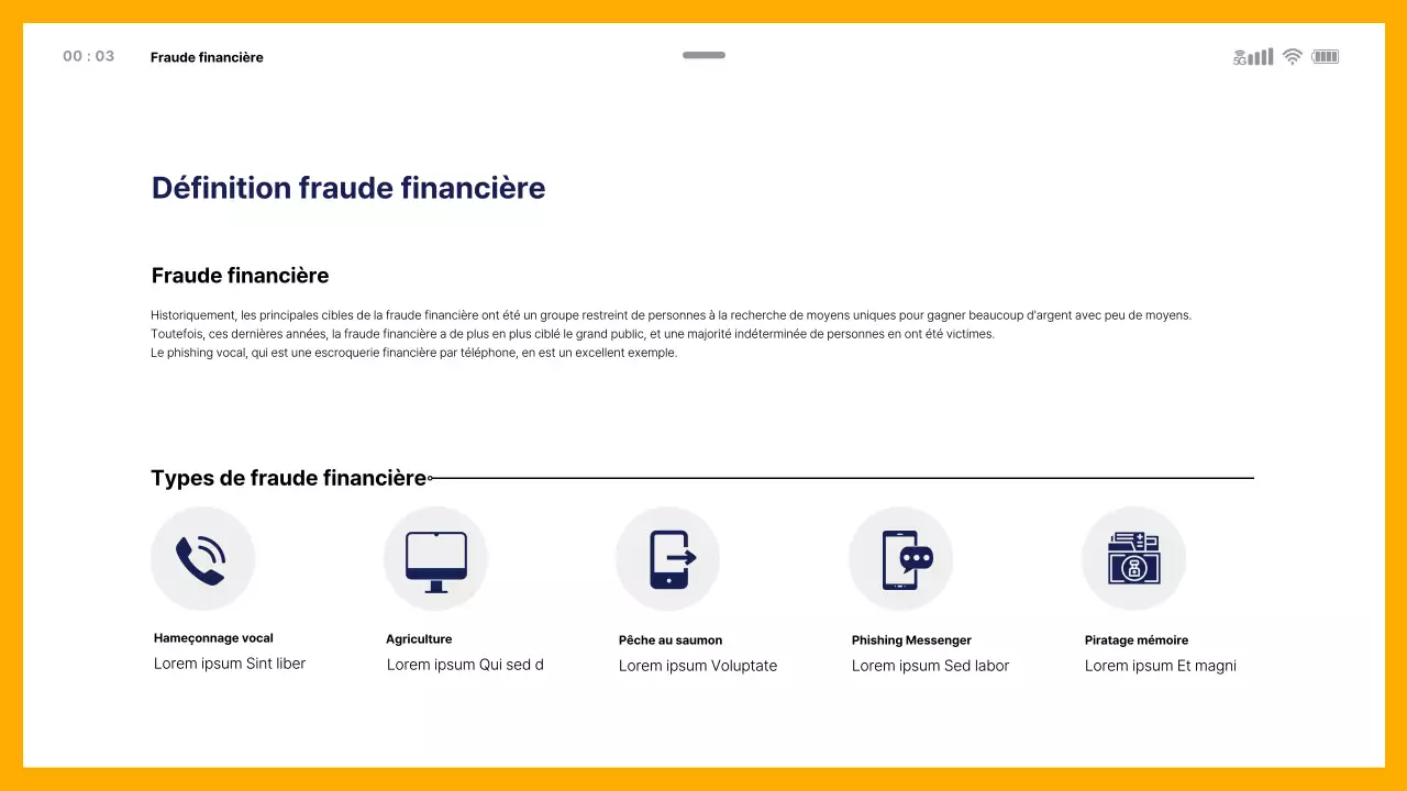 Thème pour l'éducation à la fraude financière avec modèle mobile
