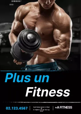 Promotion simple d'une salle de sport avec des photos bleues et blanches de personnes en train de s'entraîner