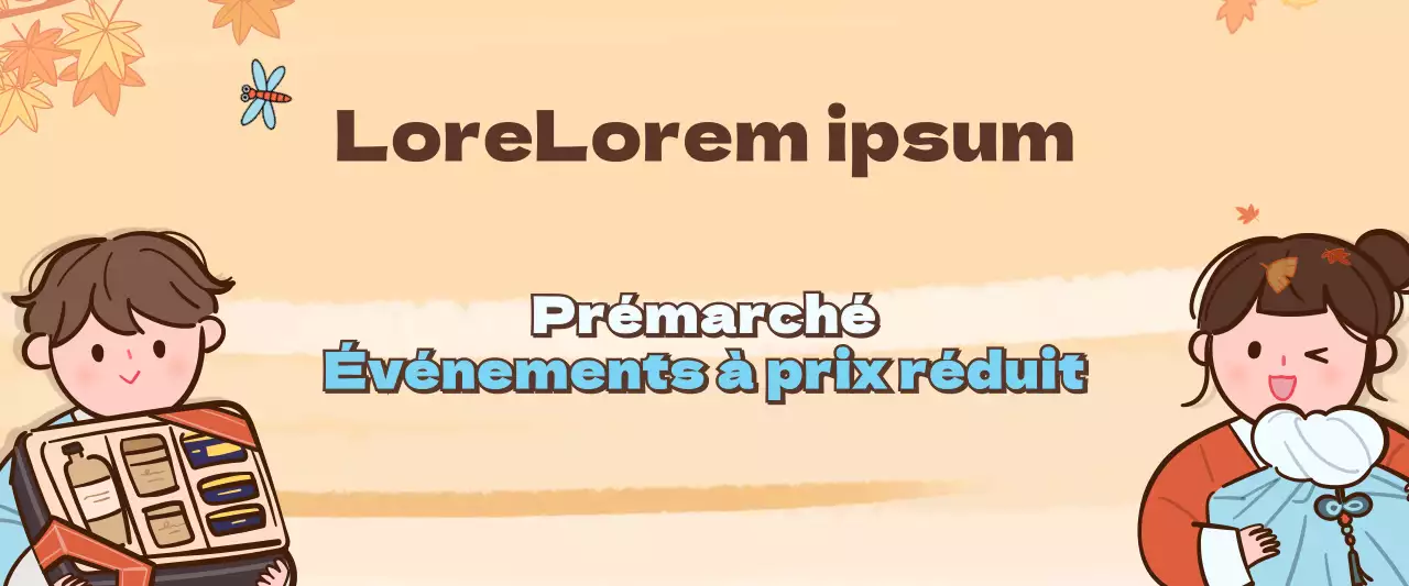 Remise sur un concept animé d'illustration d'automne en orange et bleu clair