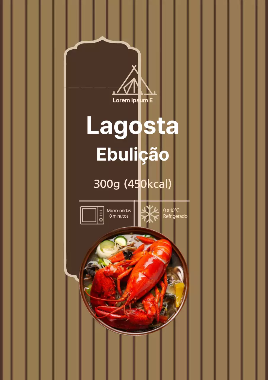 Cartaz de design de etiqueta de conjunto de cozinha de lagosta colorida em tons de castanho