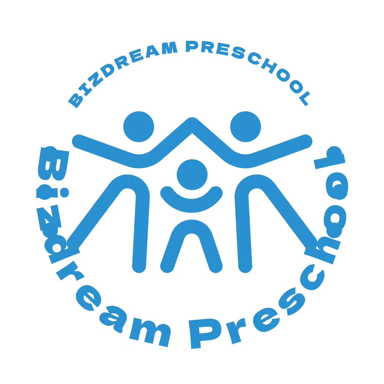 Logo simple et épuré du symbole de l'homme en couleur unie bleu clair pour les enfants d'âge préscolaire.