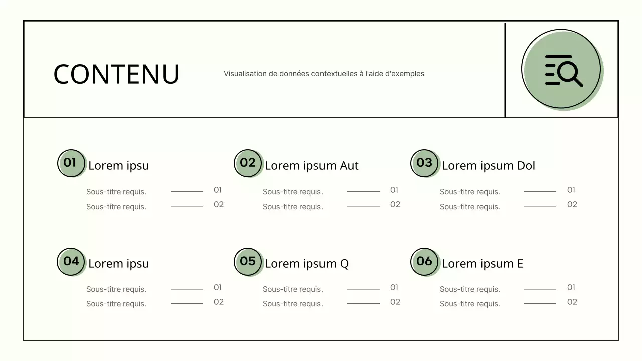 Présentation infographique d'entreprise de formes simples en vert et beige