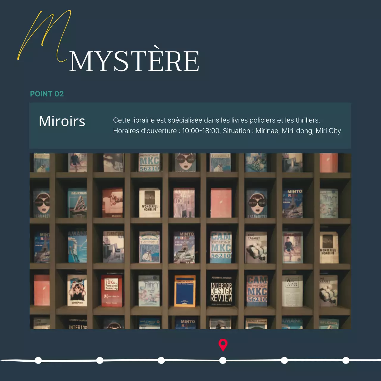 Guide de la librairie moderne en bleu marine