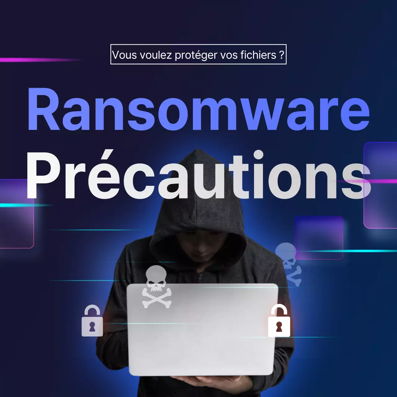Une prévention sérieuse des ransomwares en bleu marine et en gris