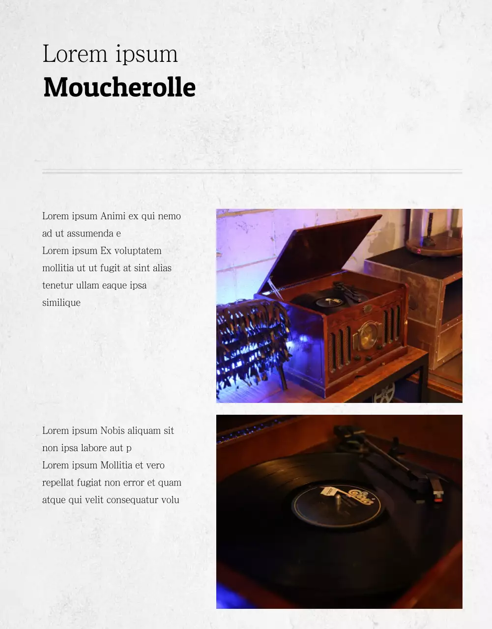 Page de détails du LP en orange et blanc