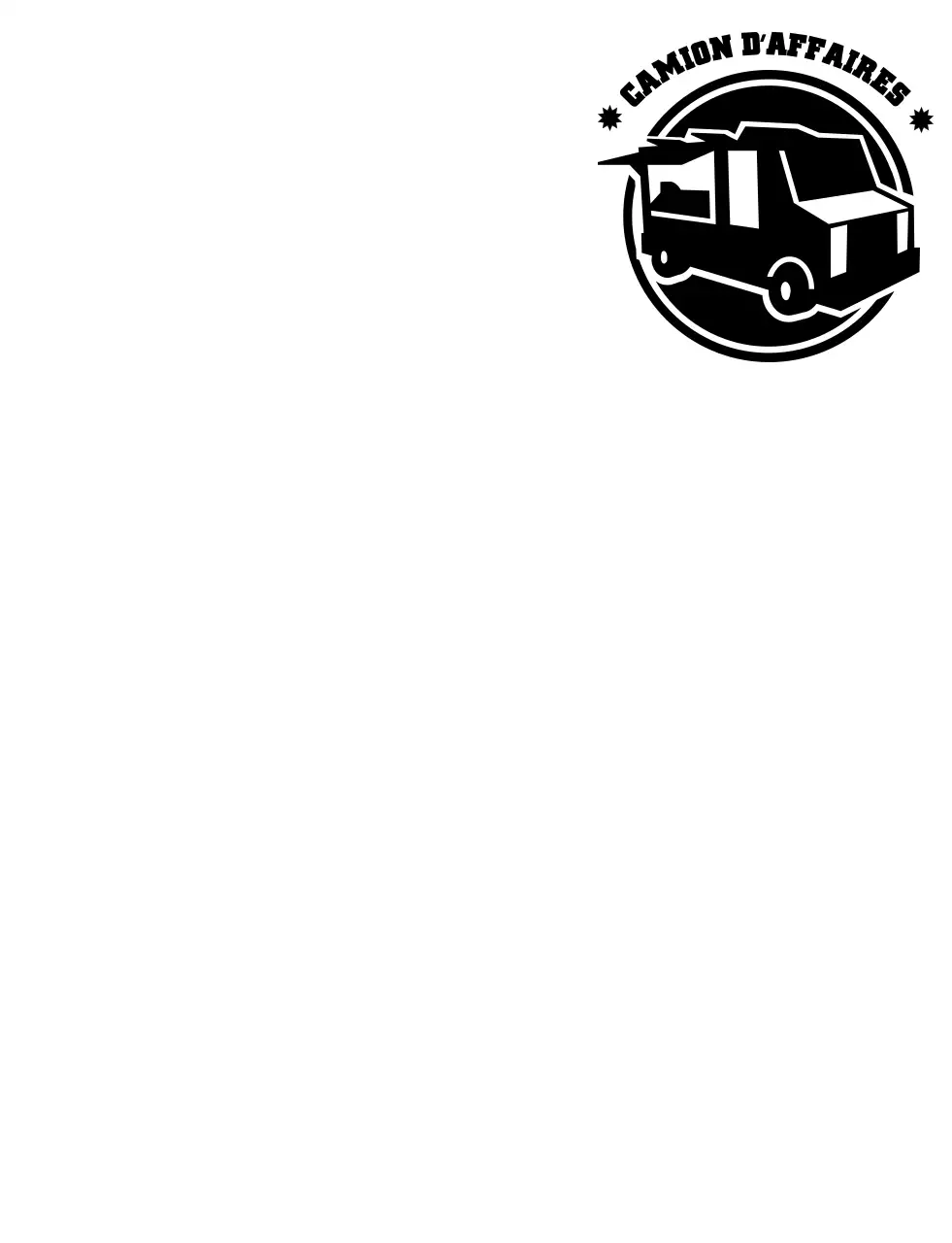 Concept de food truck avec un simple logo noir illustrant le camion