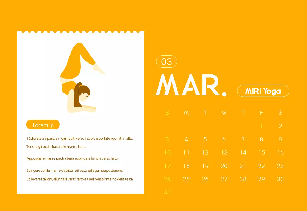 Calendari arancioni da regalare per promuovere il vostro studio di yoga